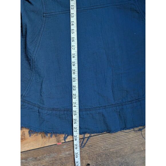 Free People We The Free Raw Edge Tunic Top S Navy Blue Crushed Cotton Swing - Picture 6 of 7